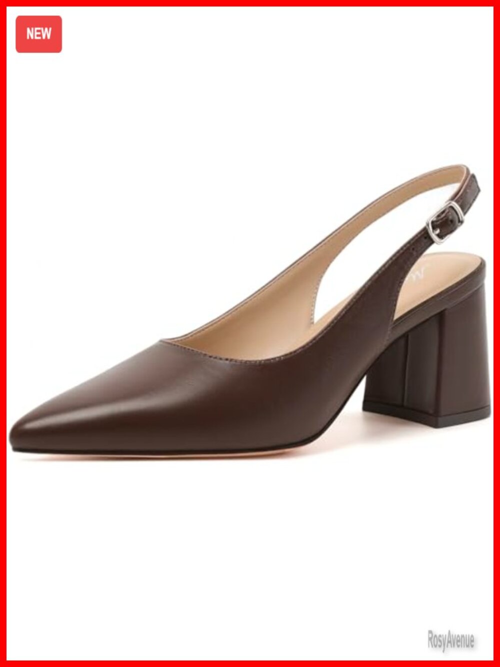 Block Slingback Heels Pointed Closed Toe Chunky Heels Office Work Pumps